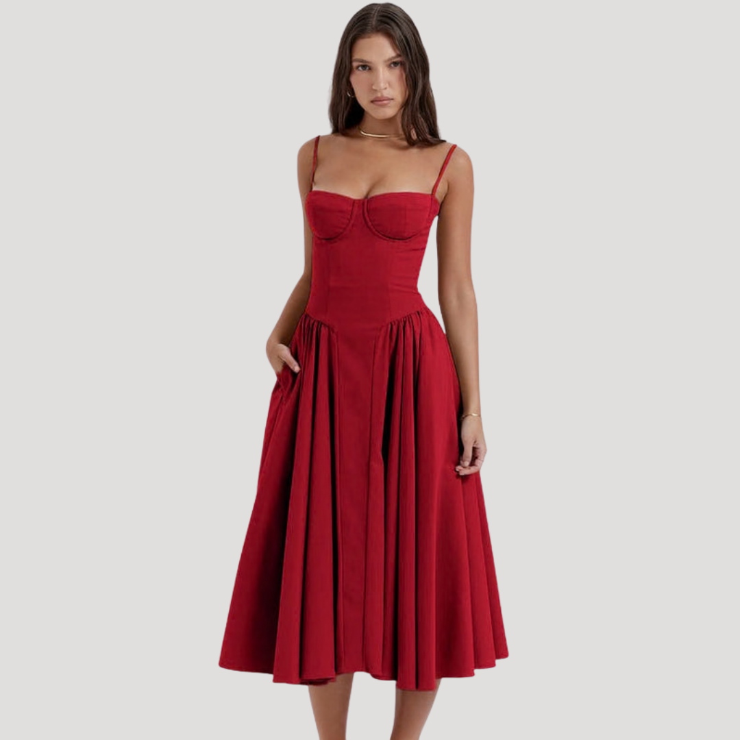 Midi Jurk met Gestructureerd Silhouet