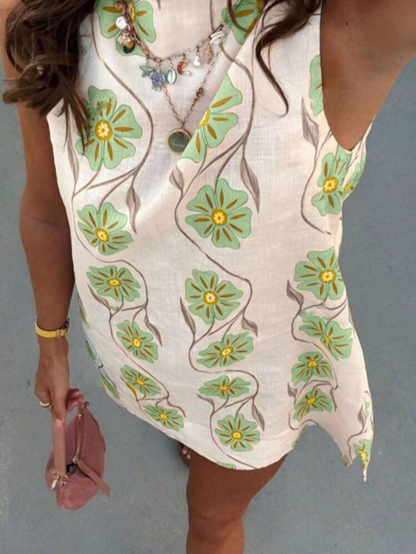 Dames zomerjurk mouwloos met bloemenprint mini
