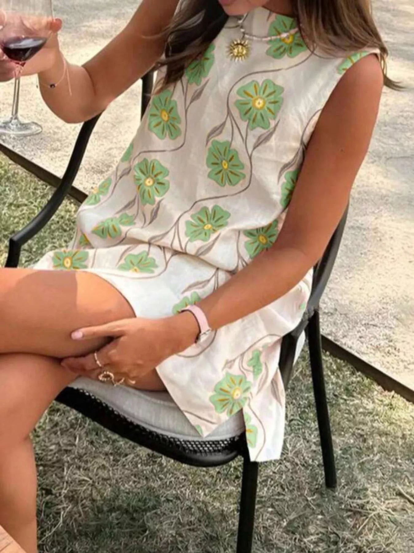 Dames zomerjurk mouwloos met bloemenprint mini