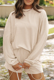 Dames loungewear set met sweater en korte broek