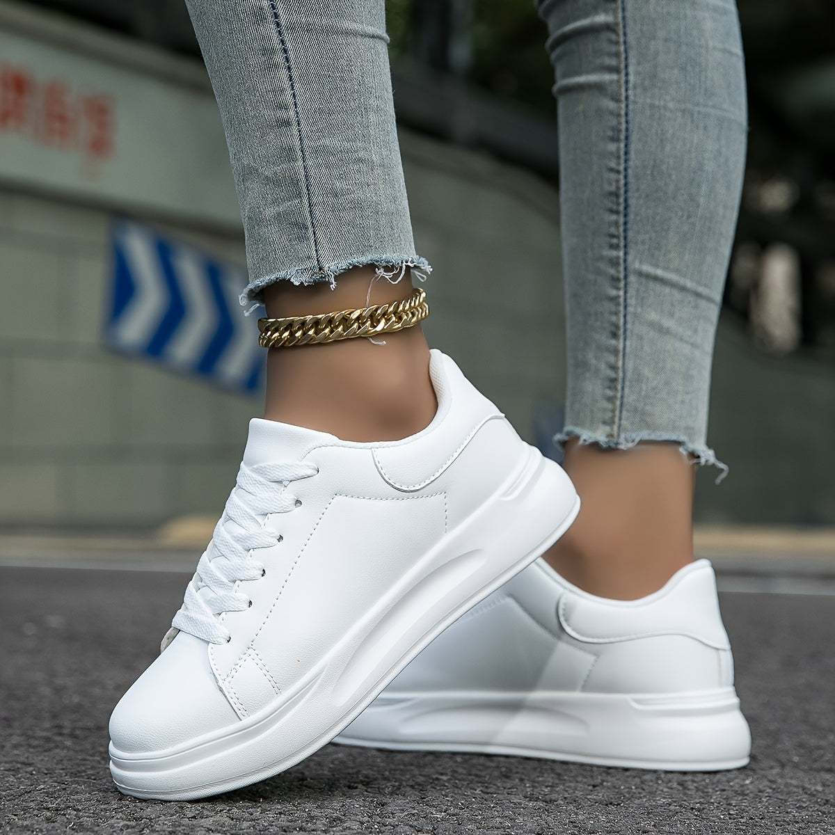 Dames sneakers | Comfortabele lage sportschoenen met dikke zool