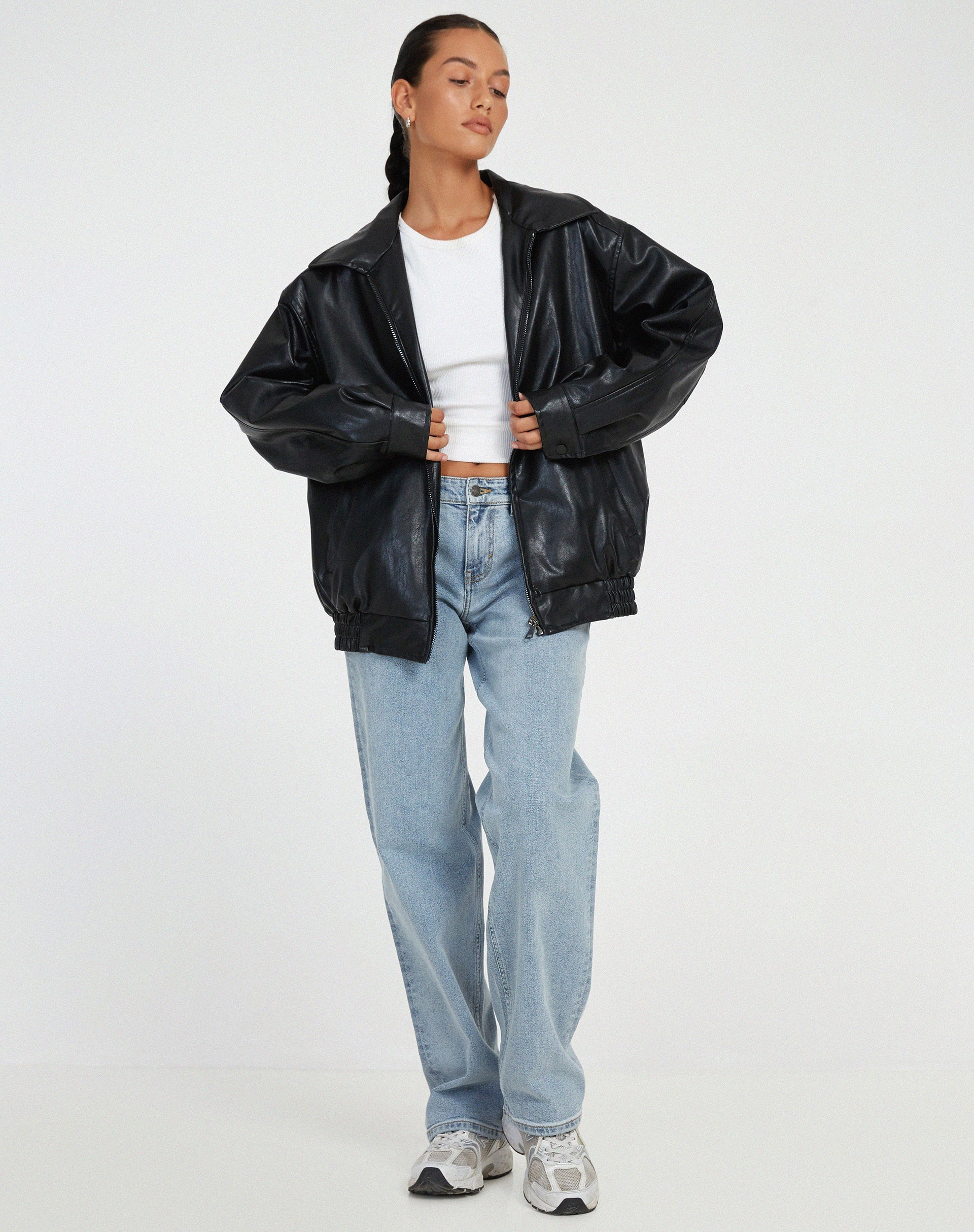 Leren look jas dames - Oversized met handige zakken