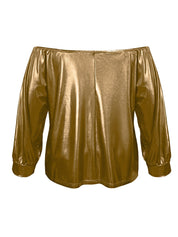 Dames off-shoulder blouse goud met lange mouwen