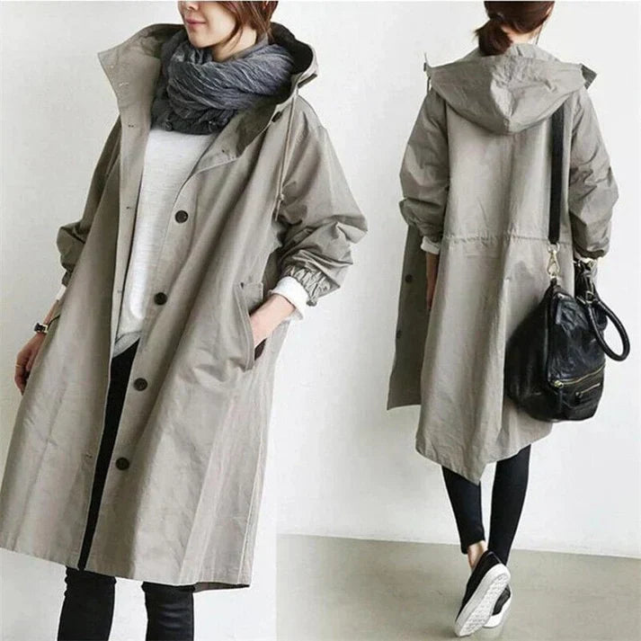Damesjas met capuchon en knopen | Trenchcoat