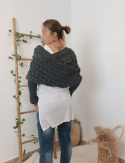 Dames 2-in-1 wikkelsjaal met mouwen | Bolero voor winter