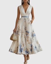 Dames zomerjurk maxi met bloemenprint en V-hals