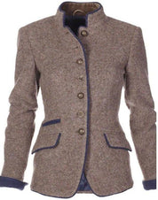 Getailleerd Dames Jasje | Nette Blazer Kantoor | Grijze Blazer met Contrasterende Bies