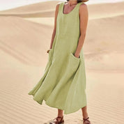 Dames zomerjurk mouwloos - Ronde hals relaxed fit
