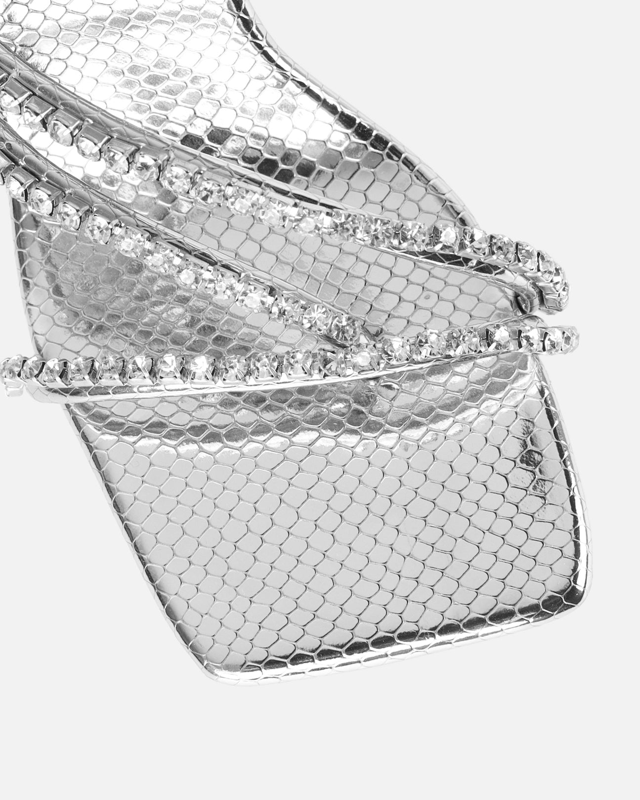 Zilveren feest hakken | Feestelijke strass wikkelband sandaletten