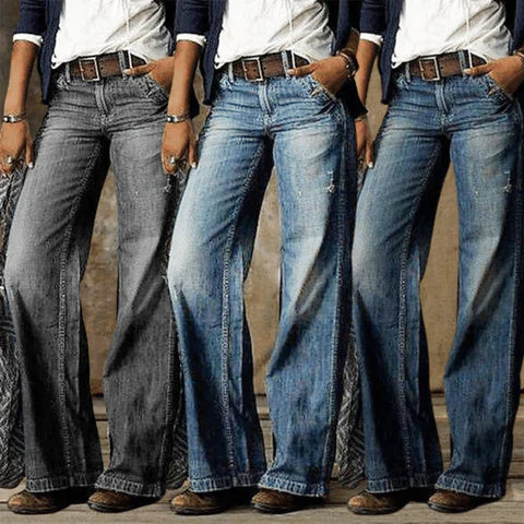 Dames jeans met wijde pijpen | Vintage flared spijkerbroek hoog model
