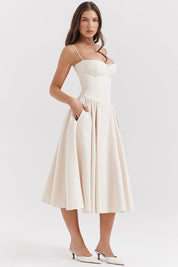 Dames zomerjurk met corset en verstelbare bandjes midi