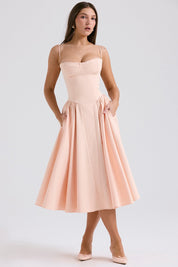 Dames zomerjurk met corset en verstelbare bandjes midi