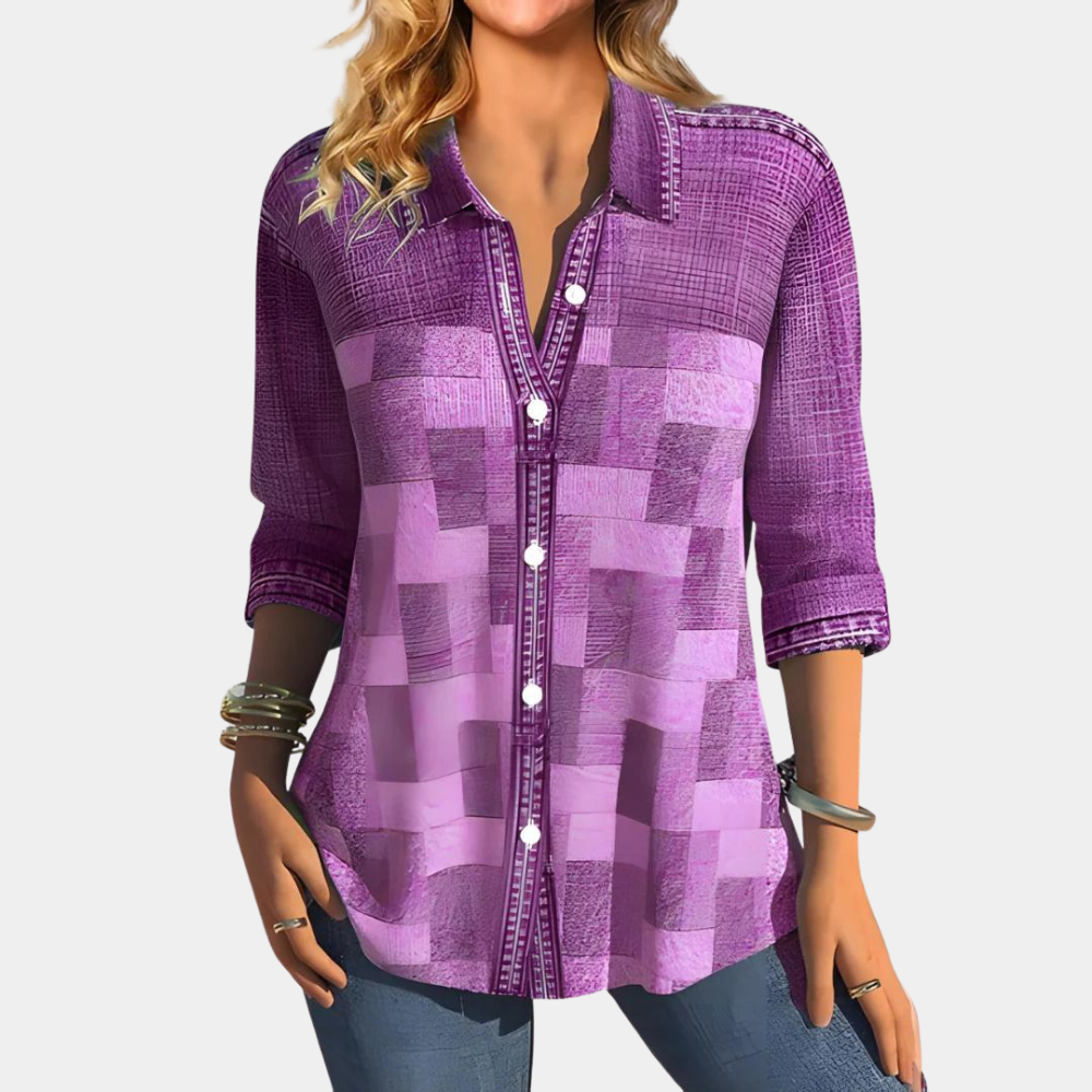 Dames overhemdblouse met ruitpatroon - Lente en zomer