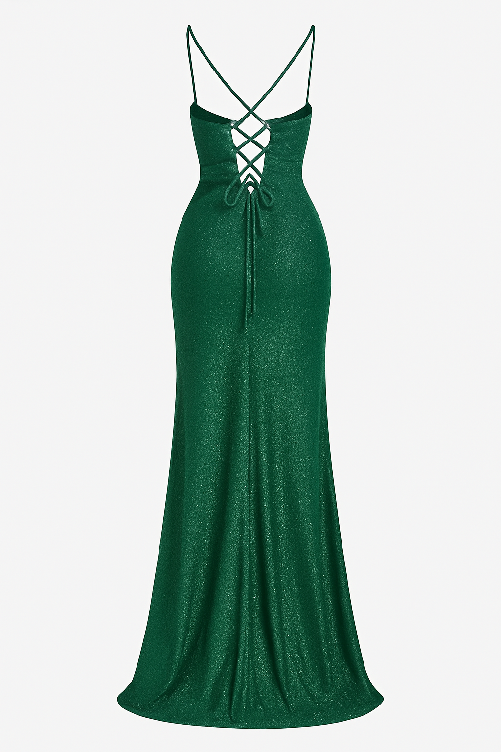 Glitter avondjurk dames met hoge split en spaghettibandjes