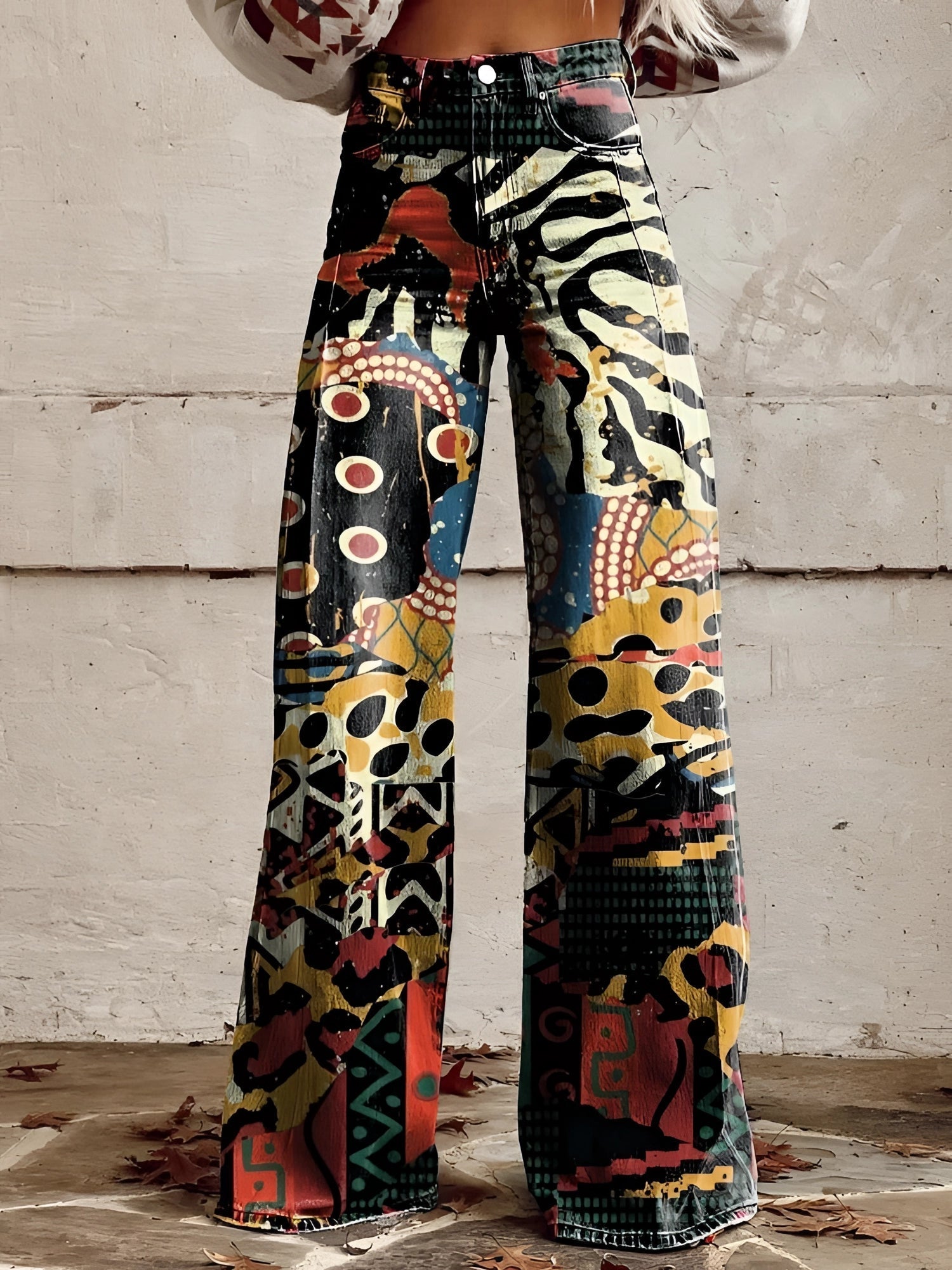 Bloeiende Stijl | Hoge Taille Wijde Dames Broek met Bloemenprint