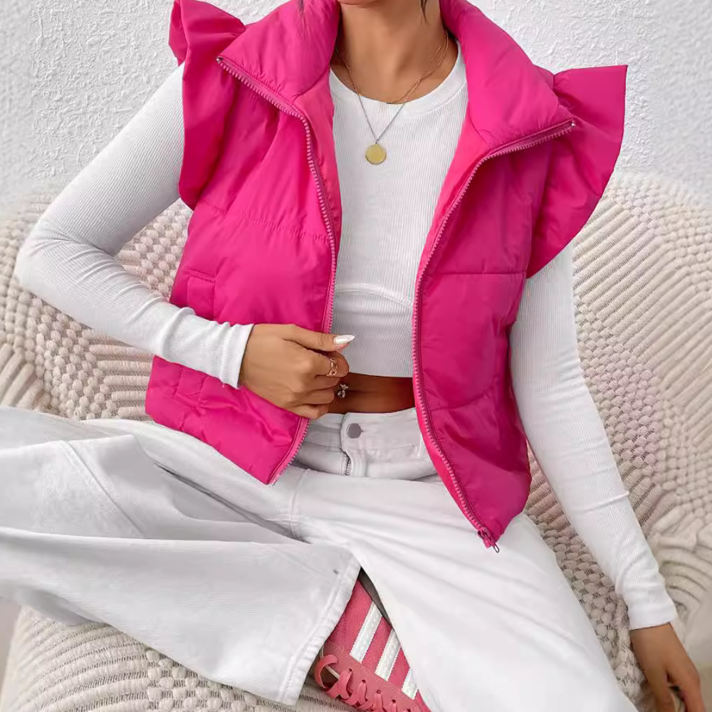Dames bodywarmer met pofmouwtjes voor lente en zomer
