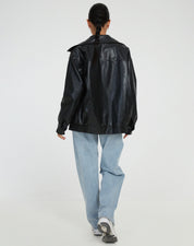 Leren look jas dames - Oversized met handige zakken
