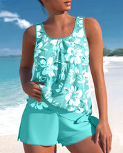 Dames tankini set tweedelig met bloemenprint