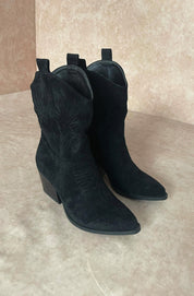 Dames cowboy enkellaarsjes met suède look