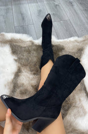 Dames cowboy laarzen met suède look | Blokhak