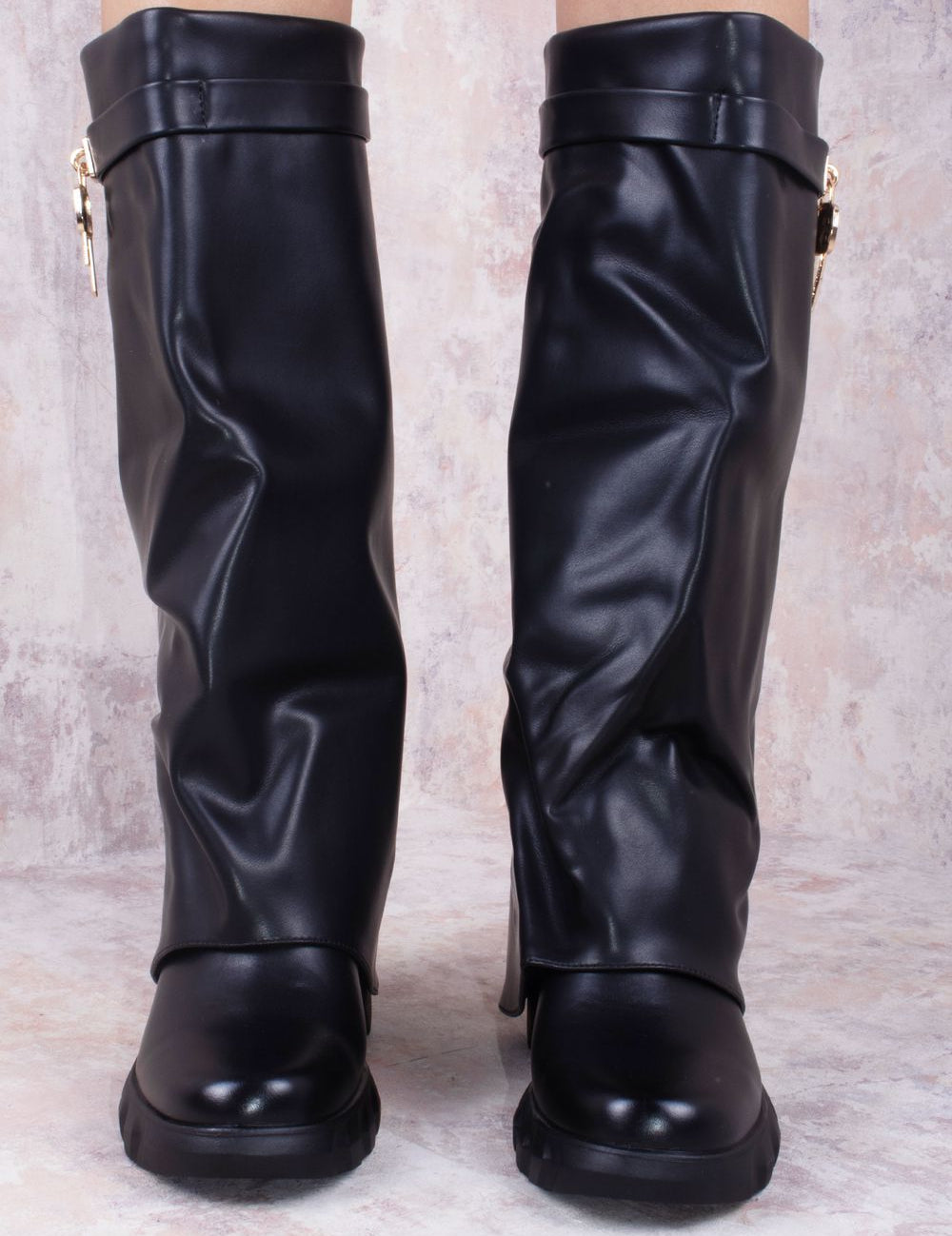 Black-Wedge-PU-Leather-Fold-Over-Shark-Lock-Detail-Knee-High-Boot-2.jpg