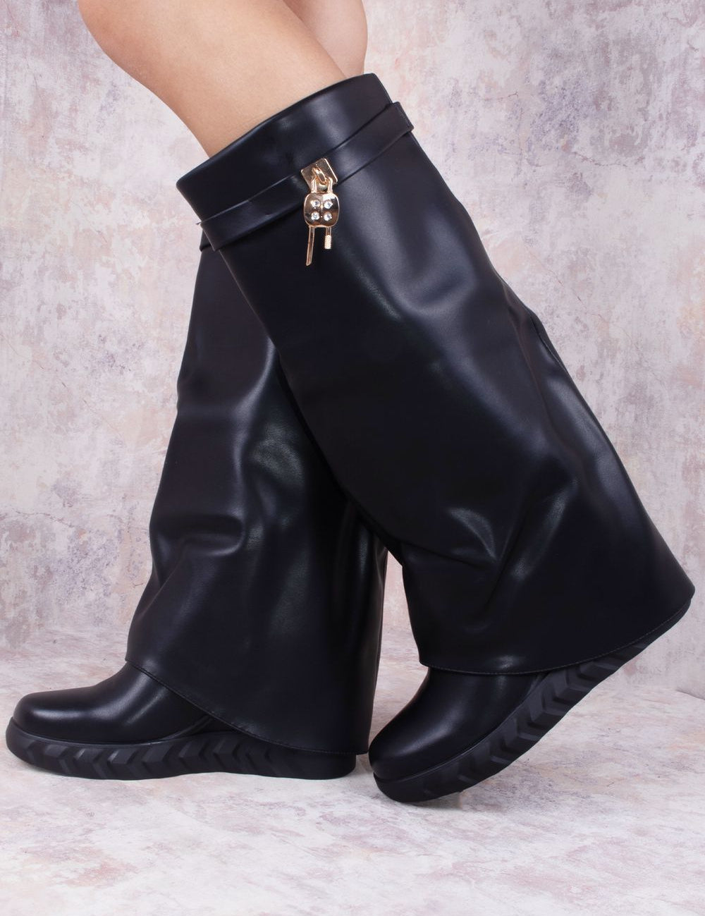 Black-Wedge-PU-Leather-Fold-Over-Shark-Lock-Detail-Knee-High-Boot.jpg