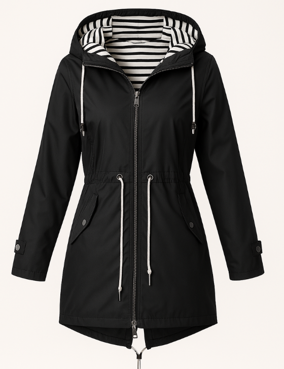 Dames regenjas | Parka met verstelbare taille en capuchon