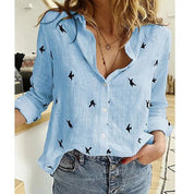Women's blouse solid color or with bird print