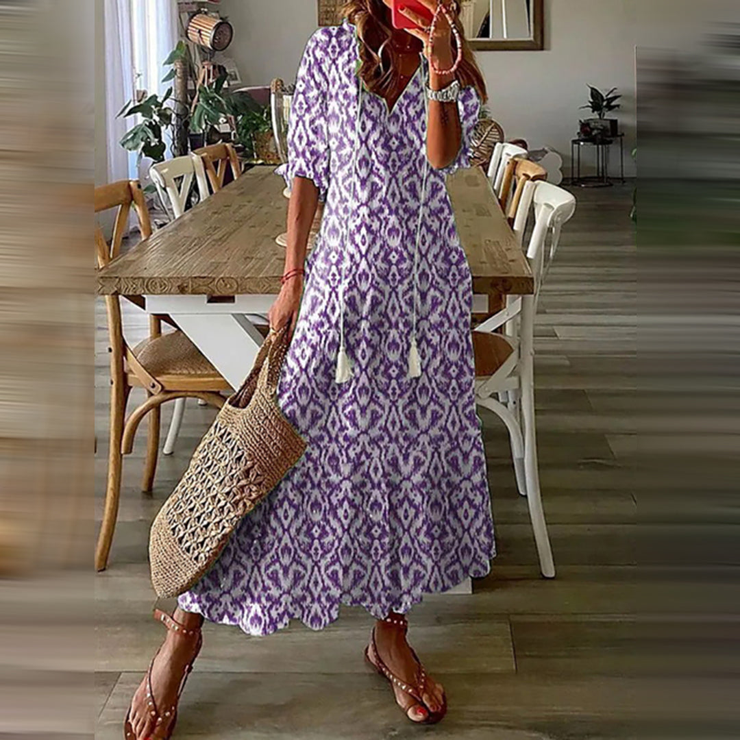 Dames zomerjurk maxi met etnische print en luchtige pasvorm