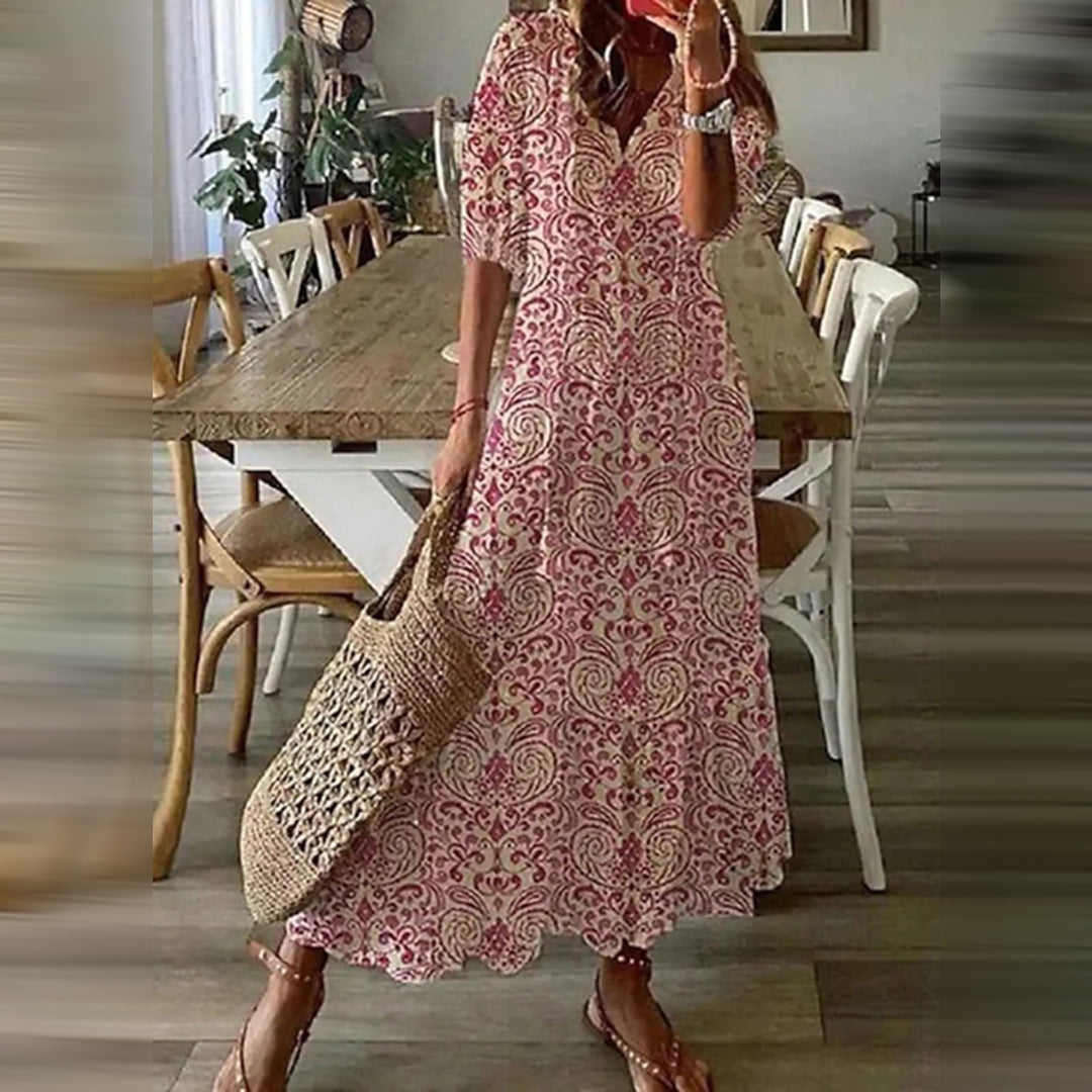 Dames zomerjurk maxi met etnische print en luchtige pasvorm