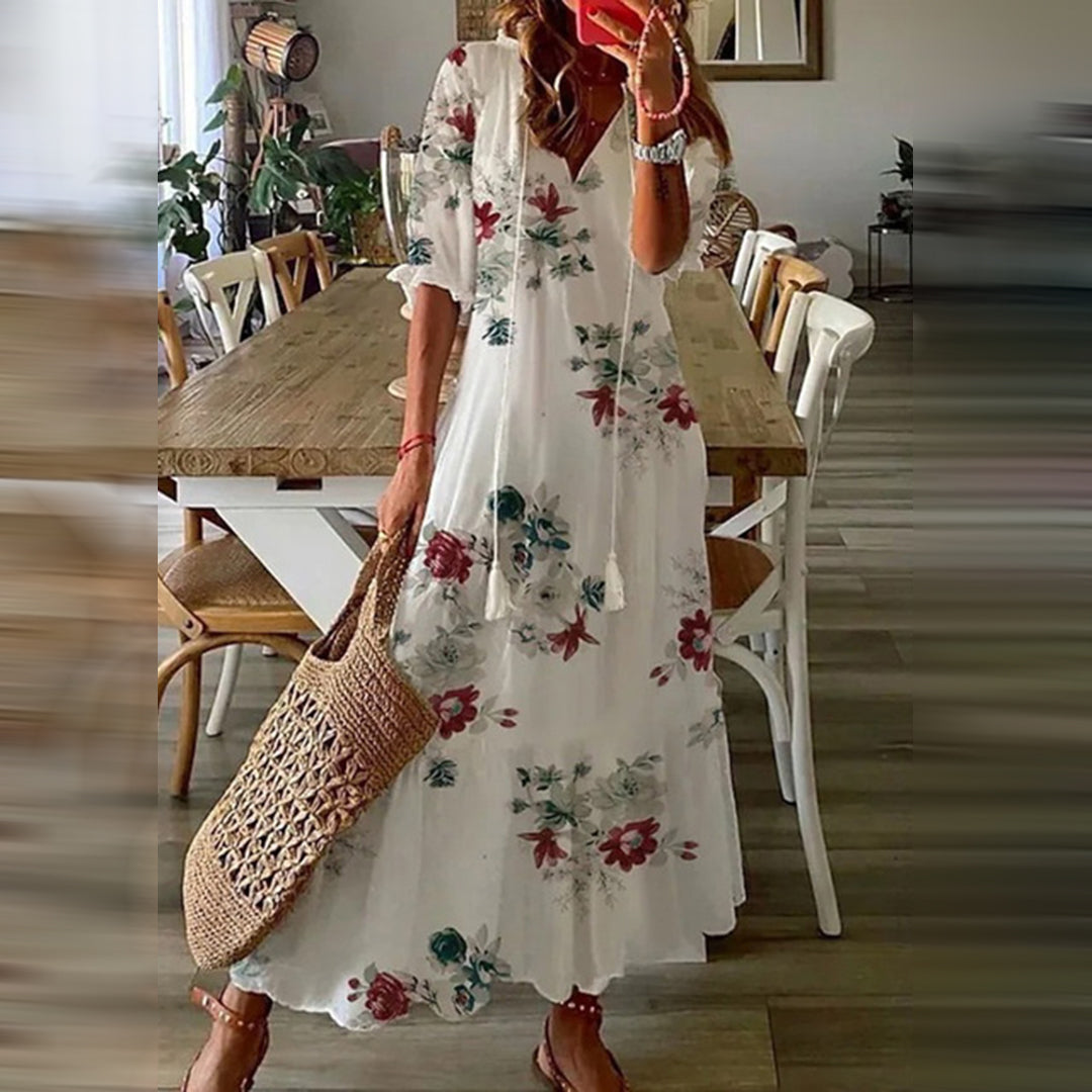 Dames zomerjurk maxi met etnische print en luchtige pasvorm