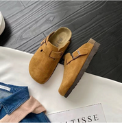 Dames instappers | Comfortabele suède look clogs met gesp