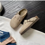Dames instappers | Comfortabele suède look clogs met gesp