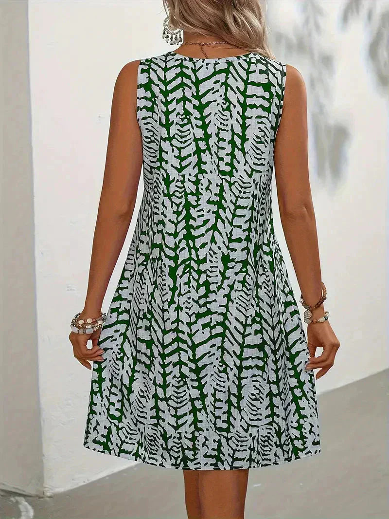 Dames zomerjurk mouwloos met abstracte print