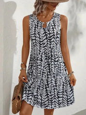 Dames zomerjurk mouwloos met abstracte print