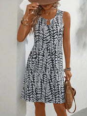 Dames zomerjurk mouwloos met abstracte print