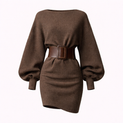 Gebreide Mini Jurk met Afneembare Riem | Sweater Dress