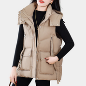 Dames bodywarmer lang model | Gewatteerd met hoge kraag