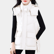 Dames bodywarmer lang model | Gewatteerd met hoge kraag