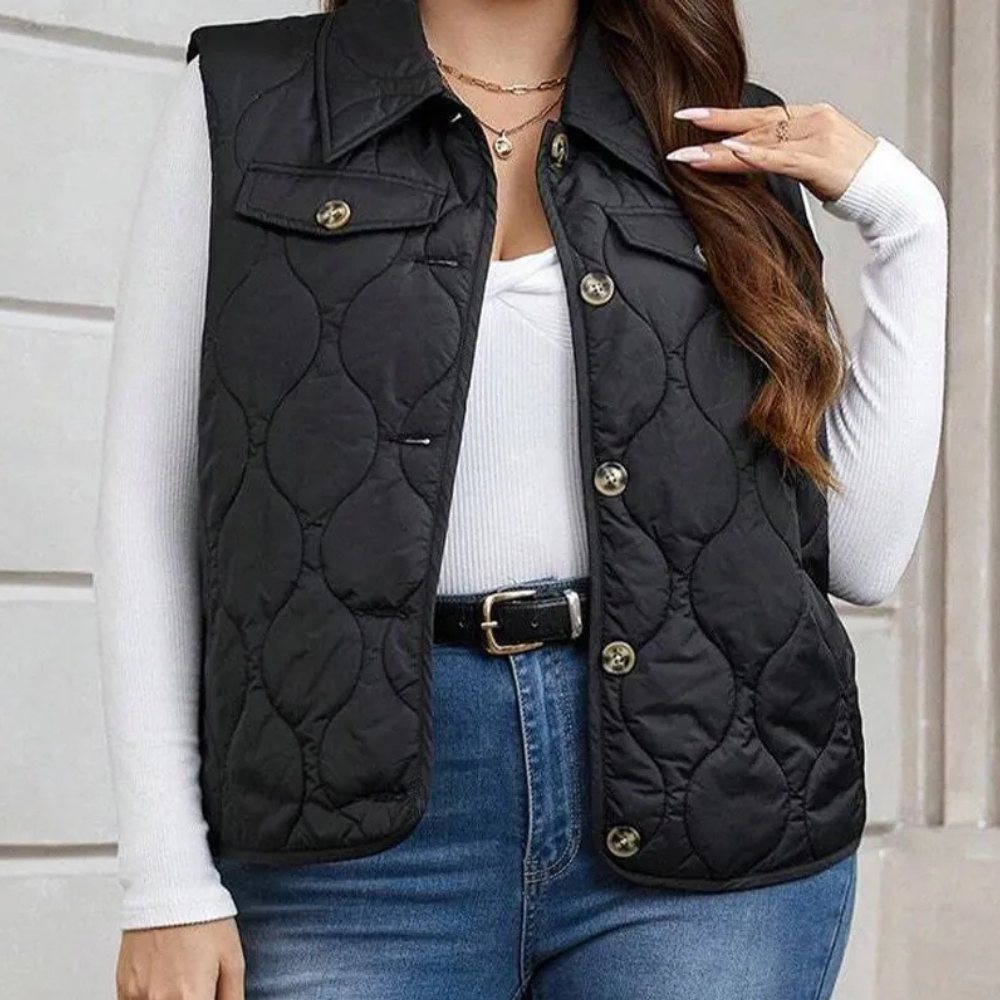 Dames bodywarmer met capuchon | Gewatteerd met zakken
