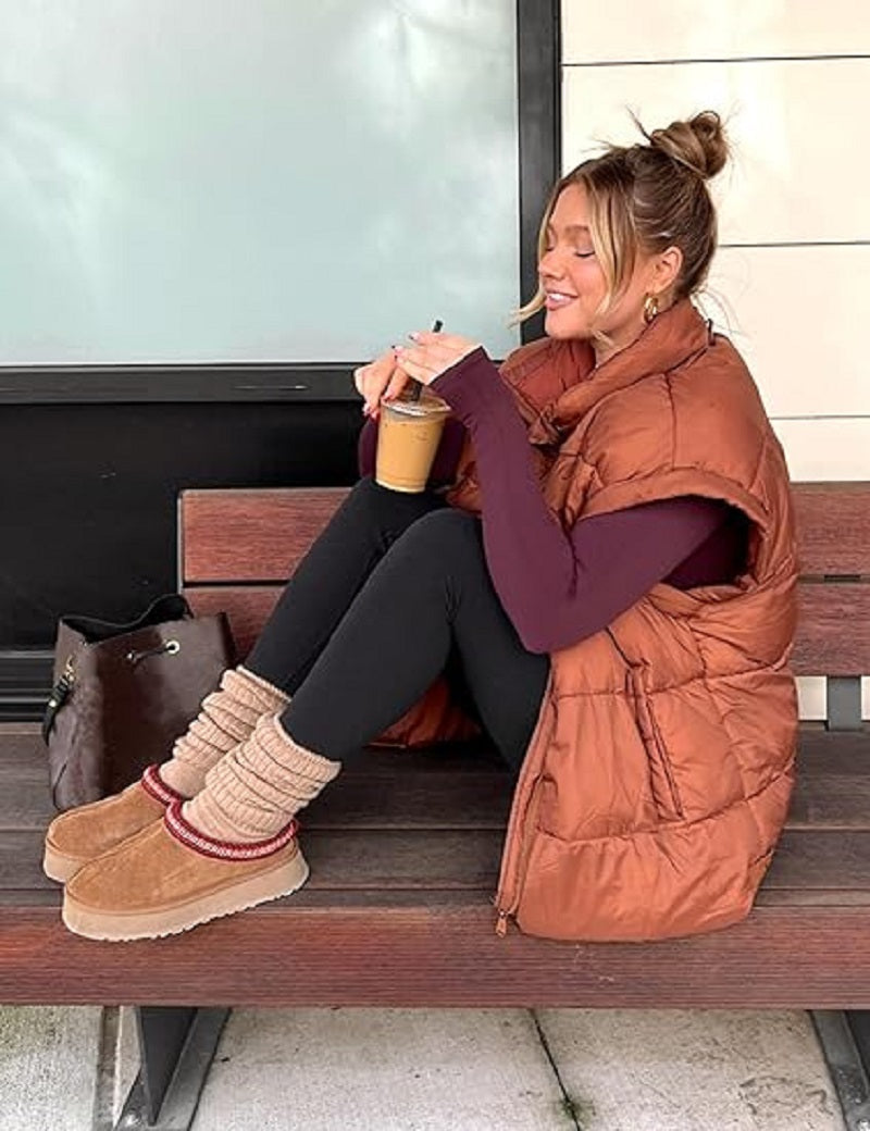 Gewatteerde dames bodywarmer met opstaande kraag | Winter