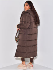 Lange dames winterjas | Reversible 2-in-1 parka in teddy stijl