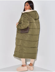 Lange dames winterjas | Reversible 2-in-1 parka in teddy stijl
