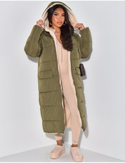 Lange dames winterjas | Reversible 2-in-1 parka in teddy stijl