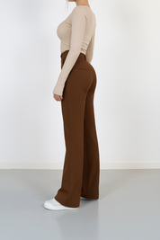Dames pantalon met hoge taille en verticale naad