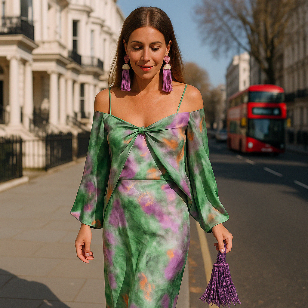 Dames groene zomerjurk off-shoulder met open rug
