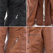 Dames jas met capuchon | Getailleerde jas in leren look