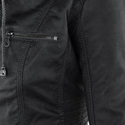 Dames jas met capuchon | Getailleerde jas in leren look