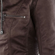 Dames jas met capuchon | Getailleerde jas in leren look