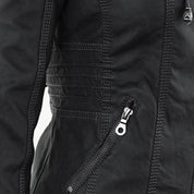 Dames jas met capuchon | Getailleerde jas in leren look